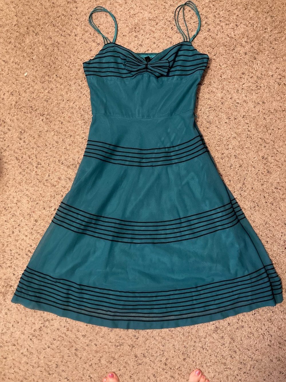 NWT vintage Betsey Johnson 90s green mesh dress black stripe spaghetti straps